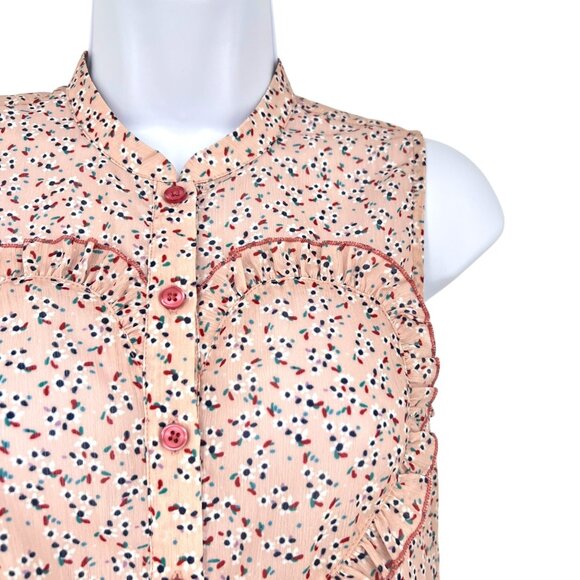 Modcloth Sweet and Smart sleeveless floral heart blouse blush pink Size XS - Picture 3 of 13